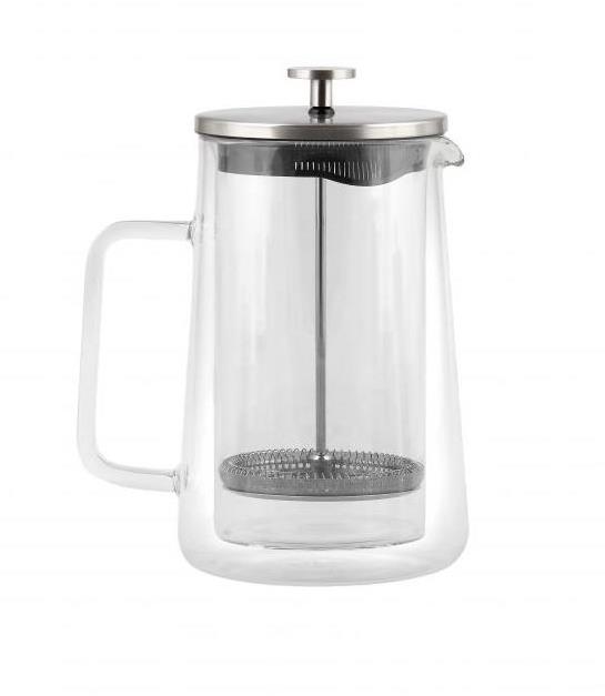 Vialli Design Kanvica French Press, dvojstenná 1000 ml, strieborná_DIVA 9279