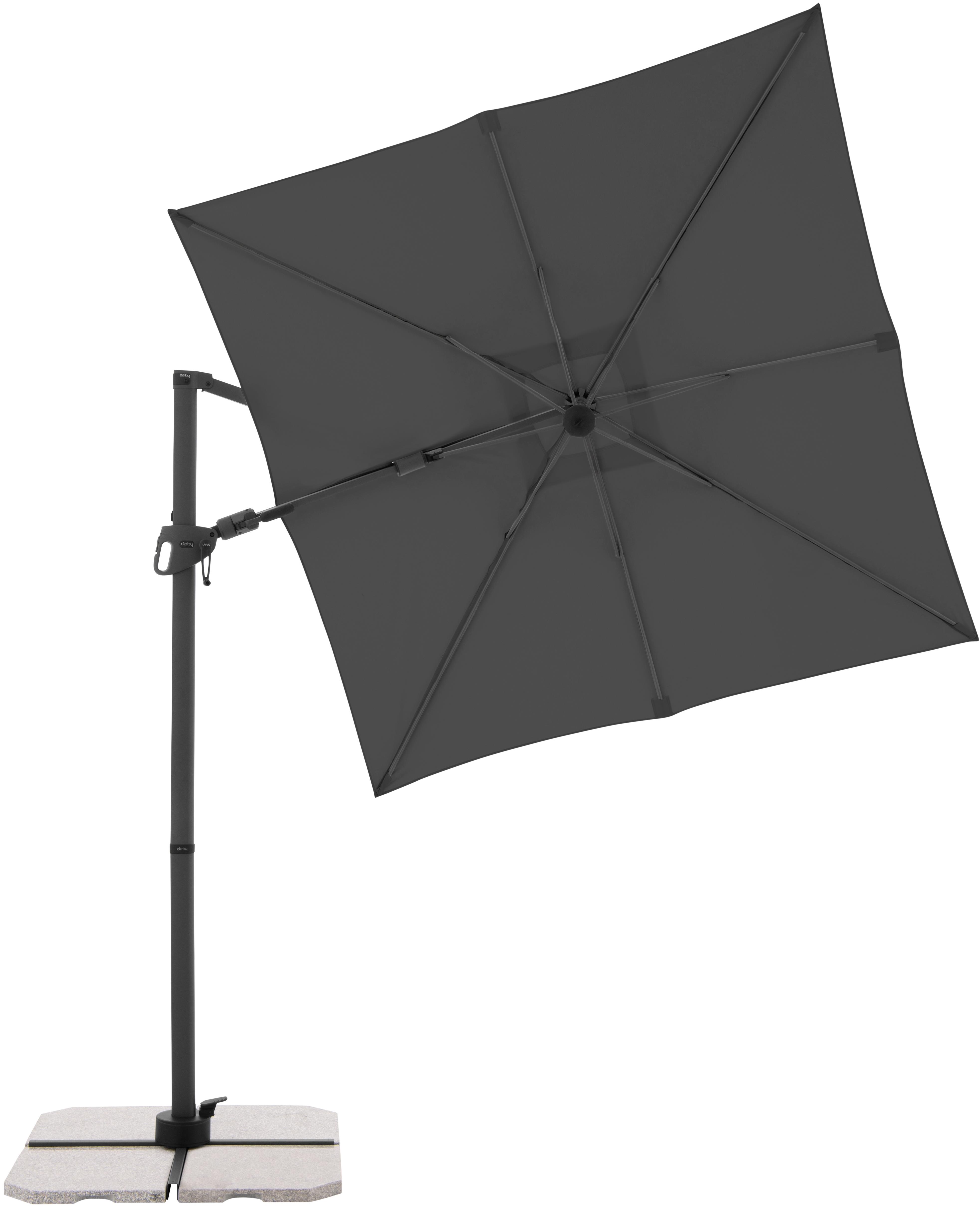 DERBY Slnečník záhradný DX, 210 × 210 cm, antracit