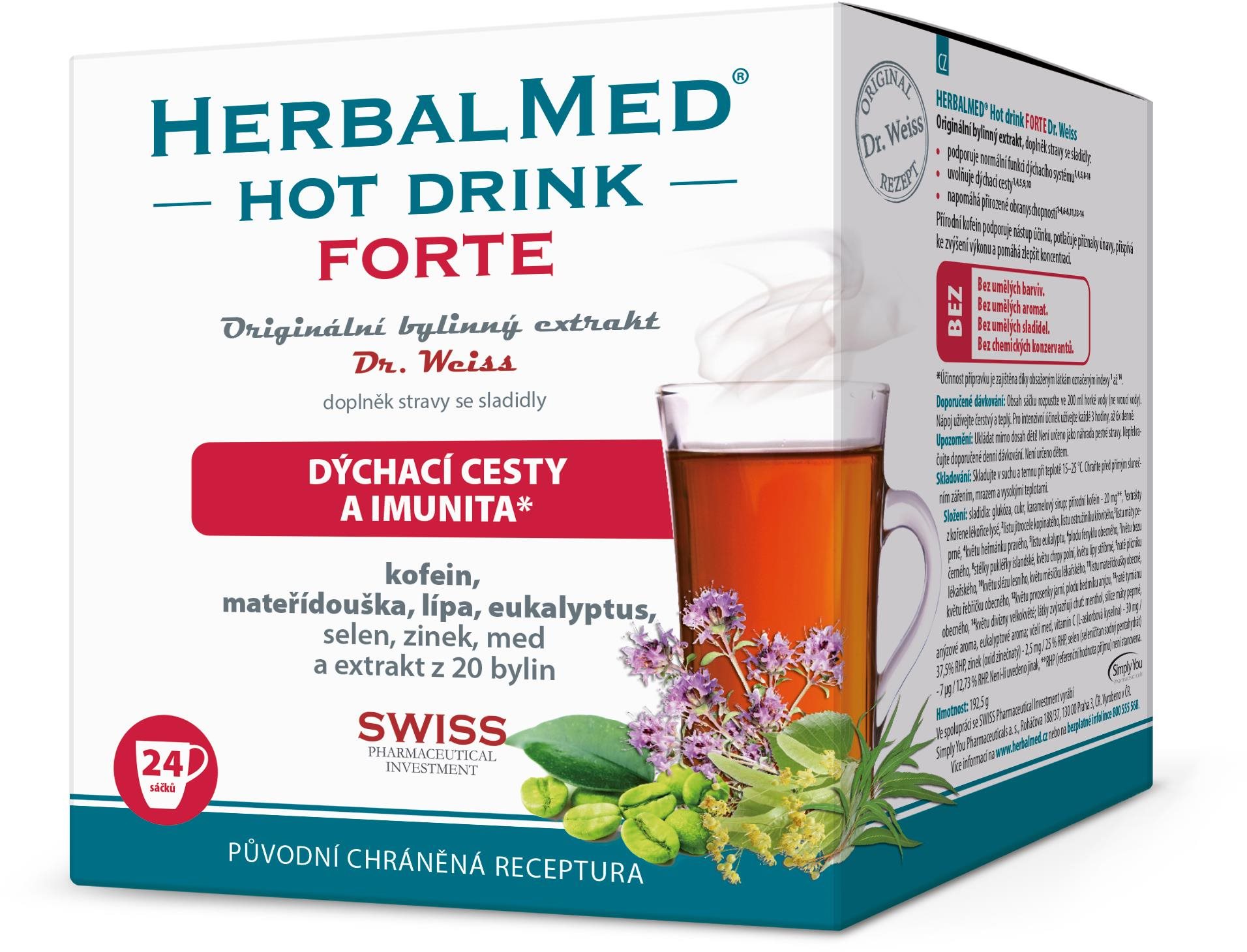 Dr. Weiss HerbalMed Hot Drink Forte s kofeínom 24 vreciek