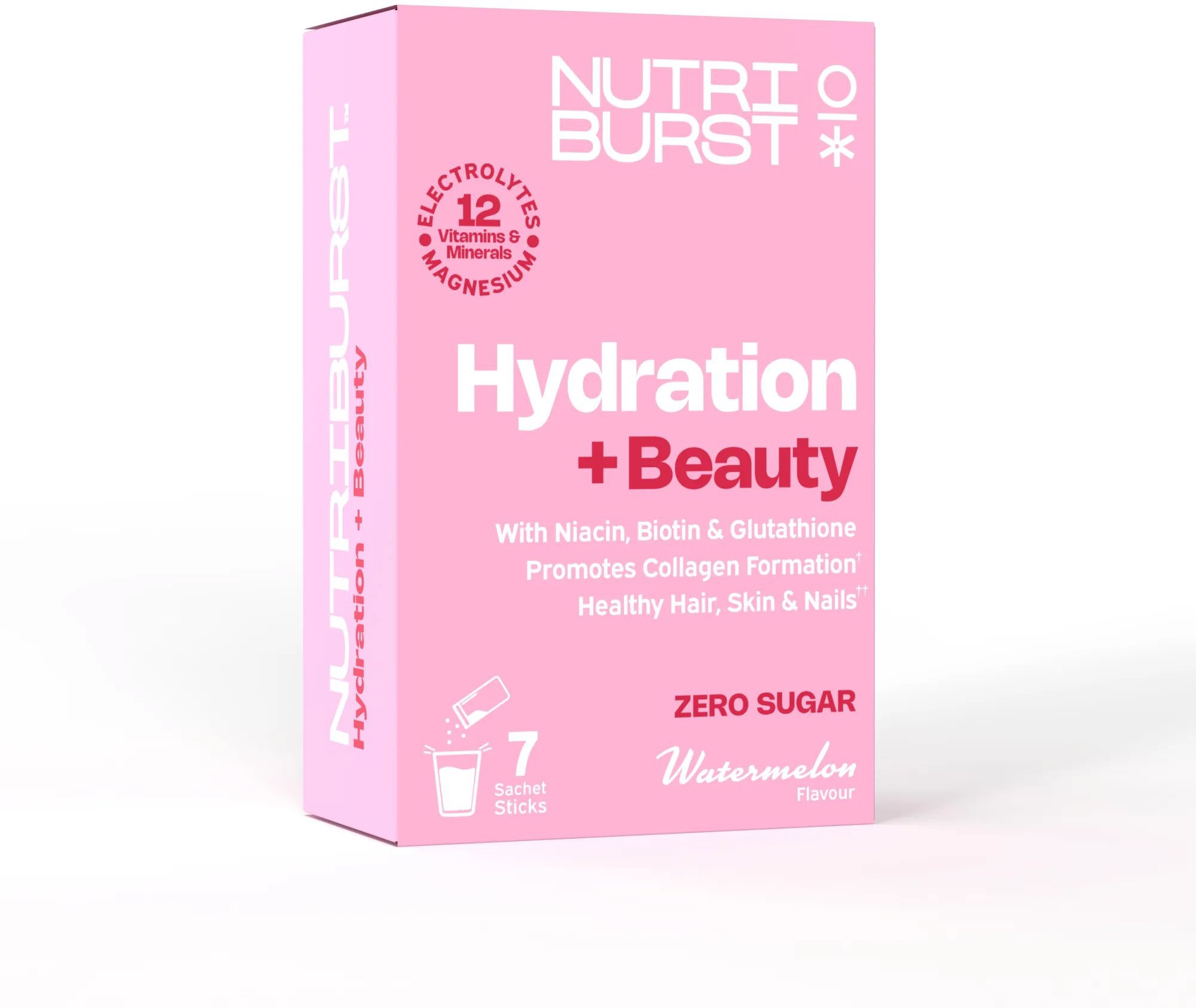 Nutriburst Elektrolyty Beauty hydratační nápoj s vitamíny, příchuť vodního melounu, 7 ks