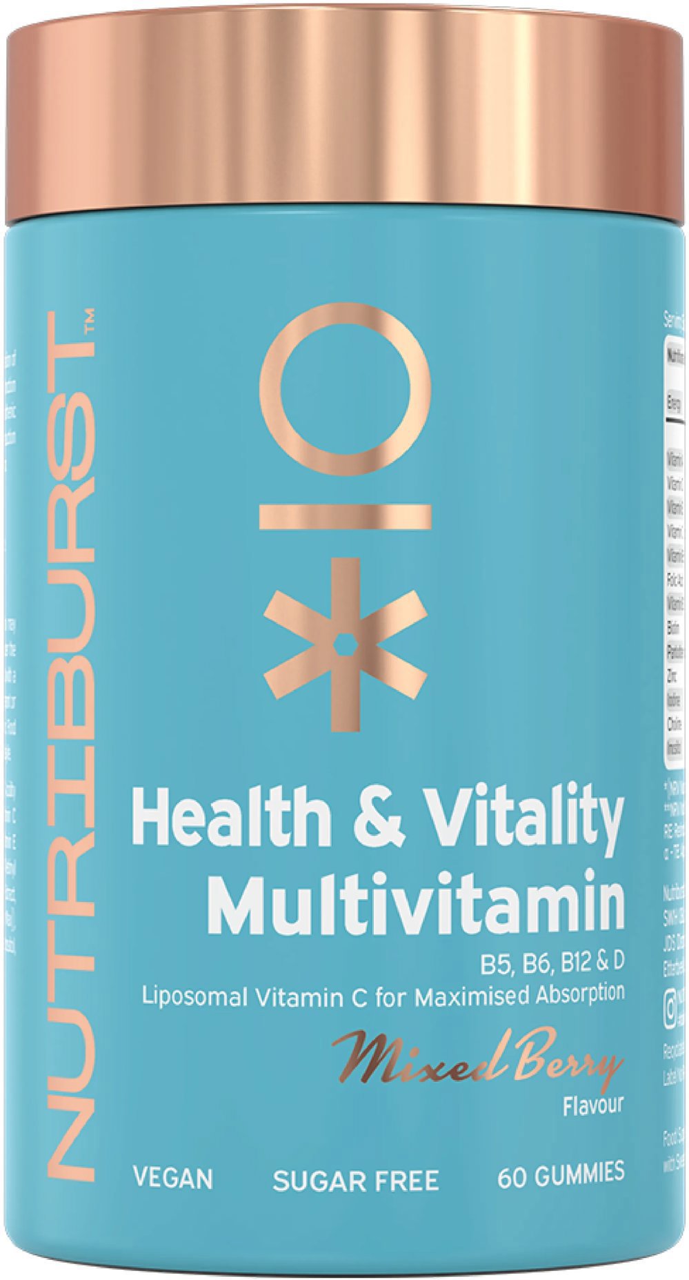 Nutriburst Premium Multivitamín gummies s A, B5, B6, B12, C, D, E, biotín, zinok, lesné ovocie, 60 k