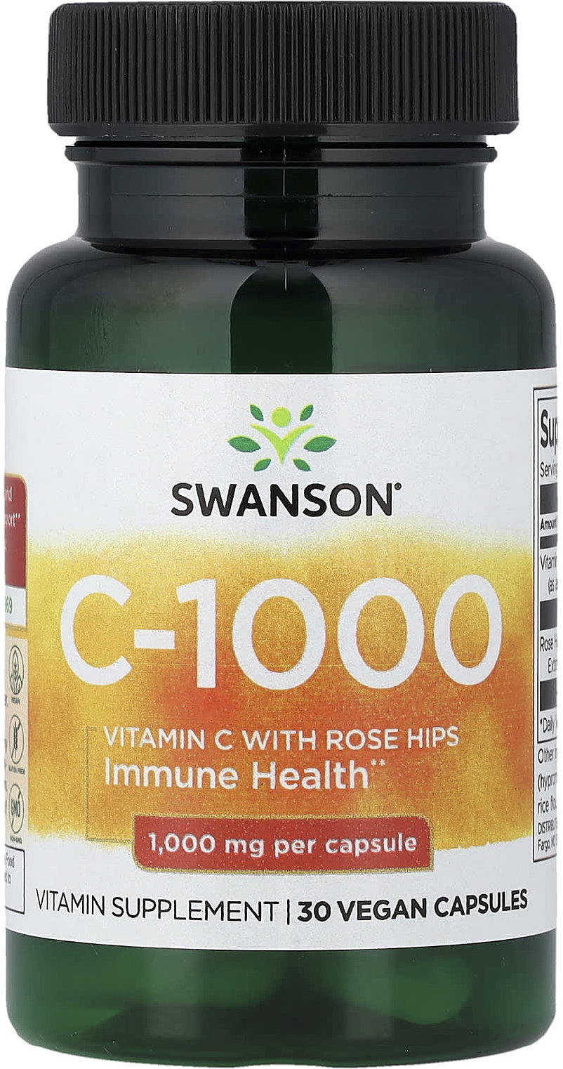 Swanson Vitamín C with Rose Hips 1000 mg 30 kapsúl