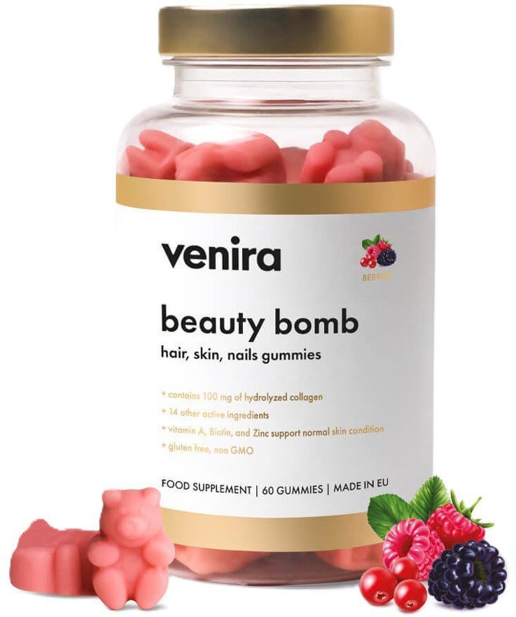 VENIRA Beauty bomb hair, skin, nails gummies, berries 60 ks