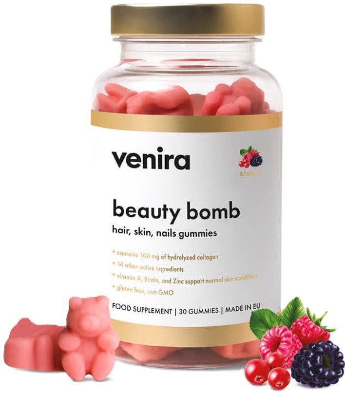 VENIRA Beauty bomb hair, skin, nails gummies, berries 30 ks