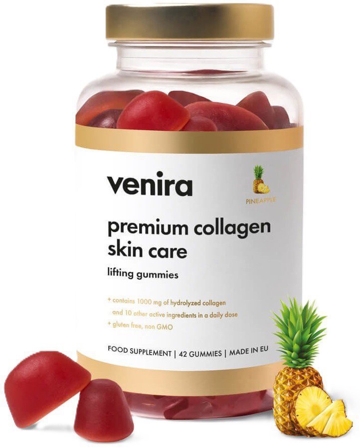 VENIRA Premium collagen skin care lifting gummies, pineapple 42 ks