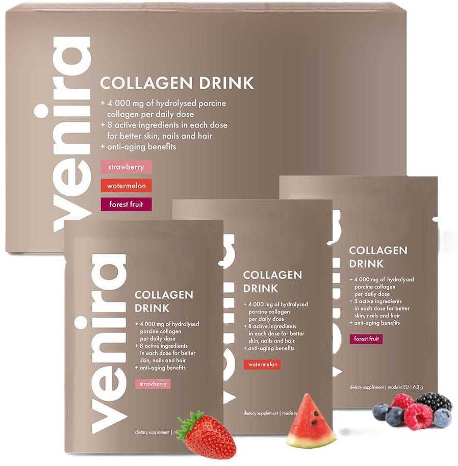 VENIRA Kolagénový drink, mix príchutí jahoda, melón, lesné plody 30× 6,3 g 189 g
