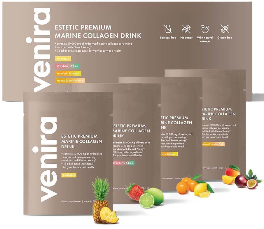 VENIRA ESTETIC PREMIUM kolagénový mix 4 príchutí, morský kolagén, 40× 12 g 480 g