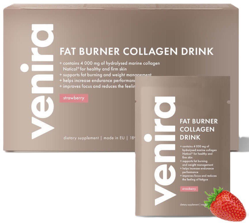 VENIRA Fat burner collagen drink morský kolagén, jahoda 30× 6,3 g 189 g