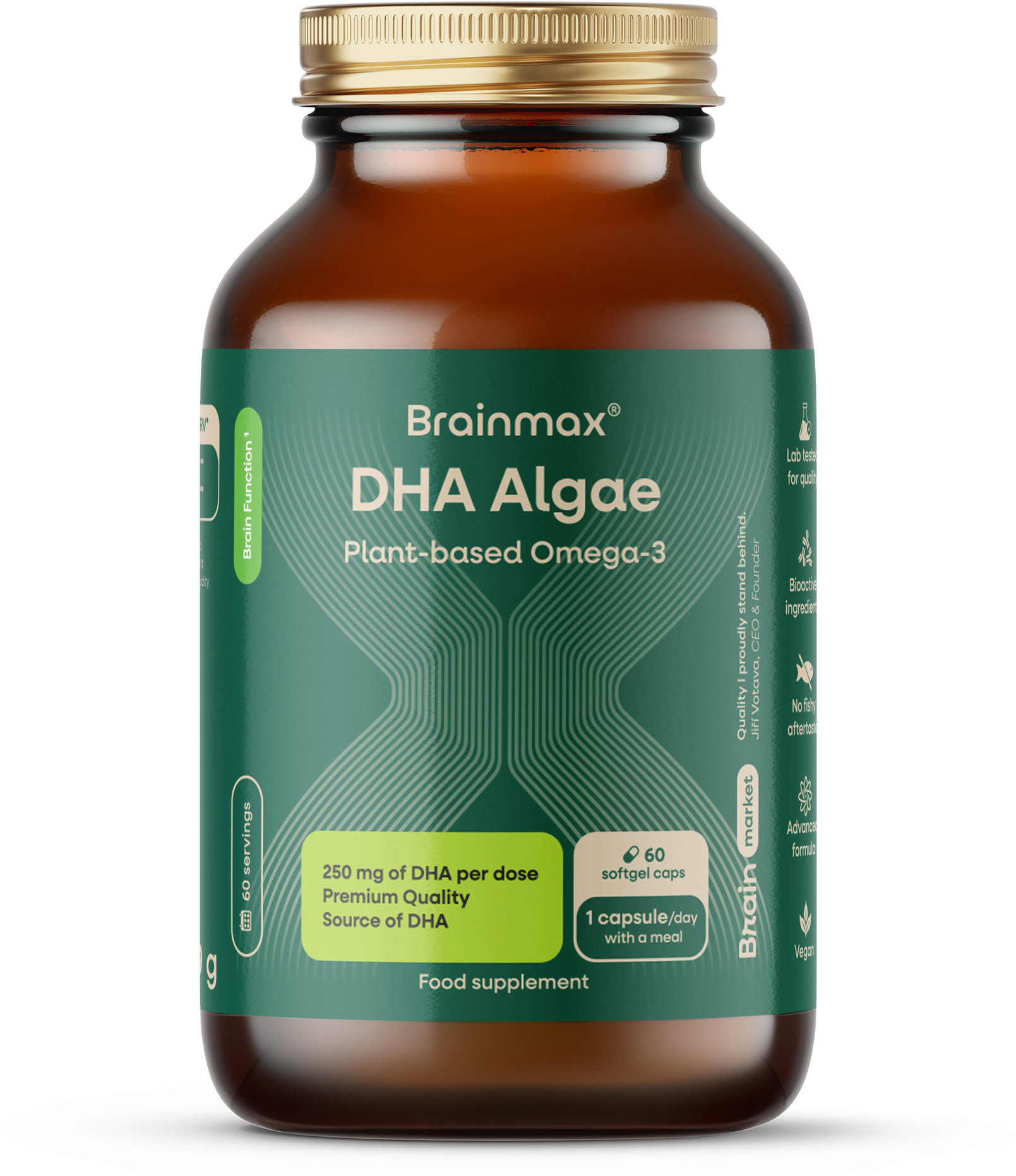 BrainMax DHA Algae 250 mg 60 rostlinných softgelových kapslí