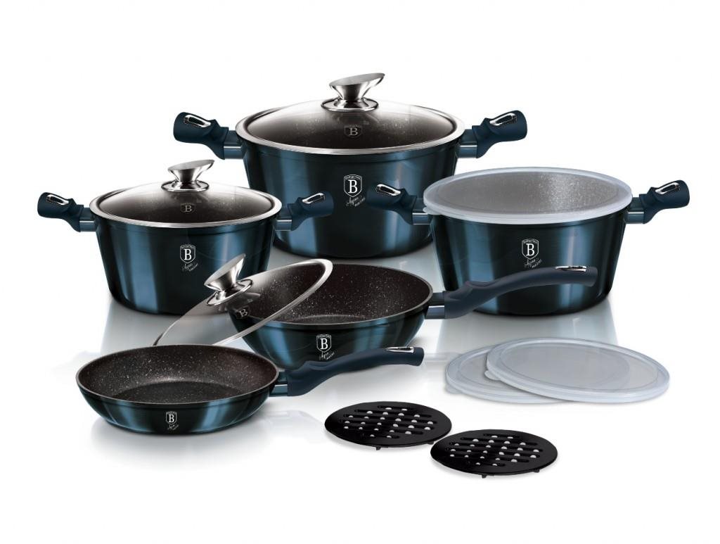 BERLINGERHAUS Súprava riadu s mramorovým povrchom 13 ks Aquamarine Metallic Line BH-7031