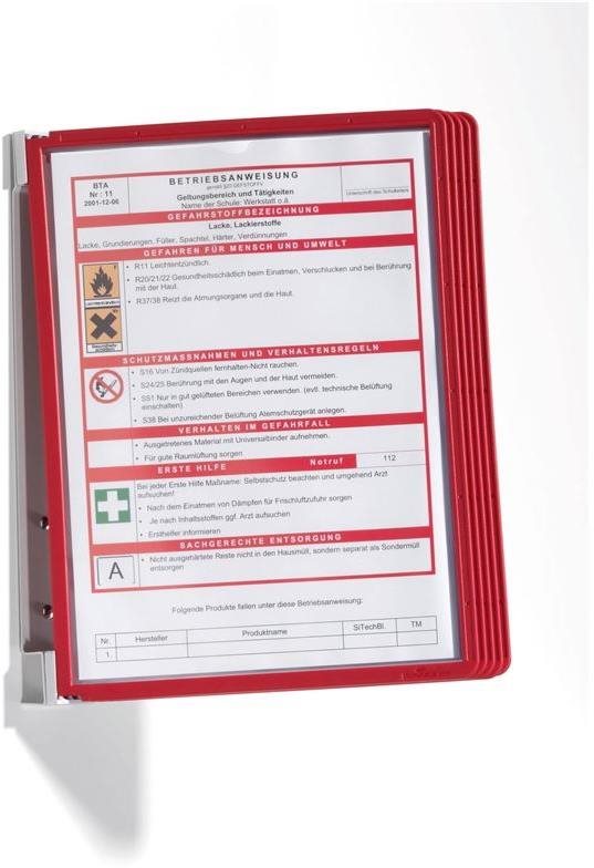 DURABLE Vario Wall 5, nástenný, vrátane 5 vreciek, A4, červený