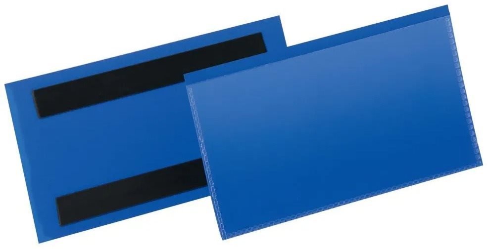 DURABLE magnetické vrecko na etikety 100 × 38 mm, tmavomodrá – balenie 50 ks