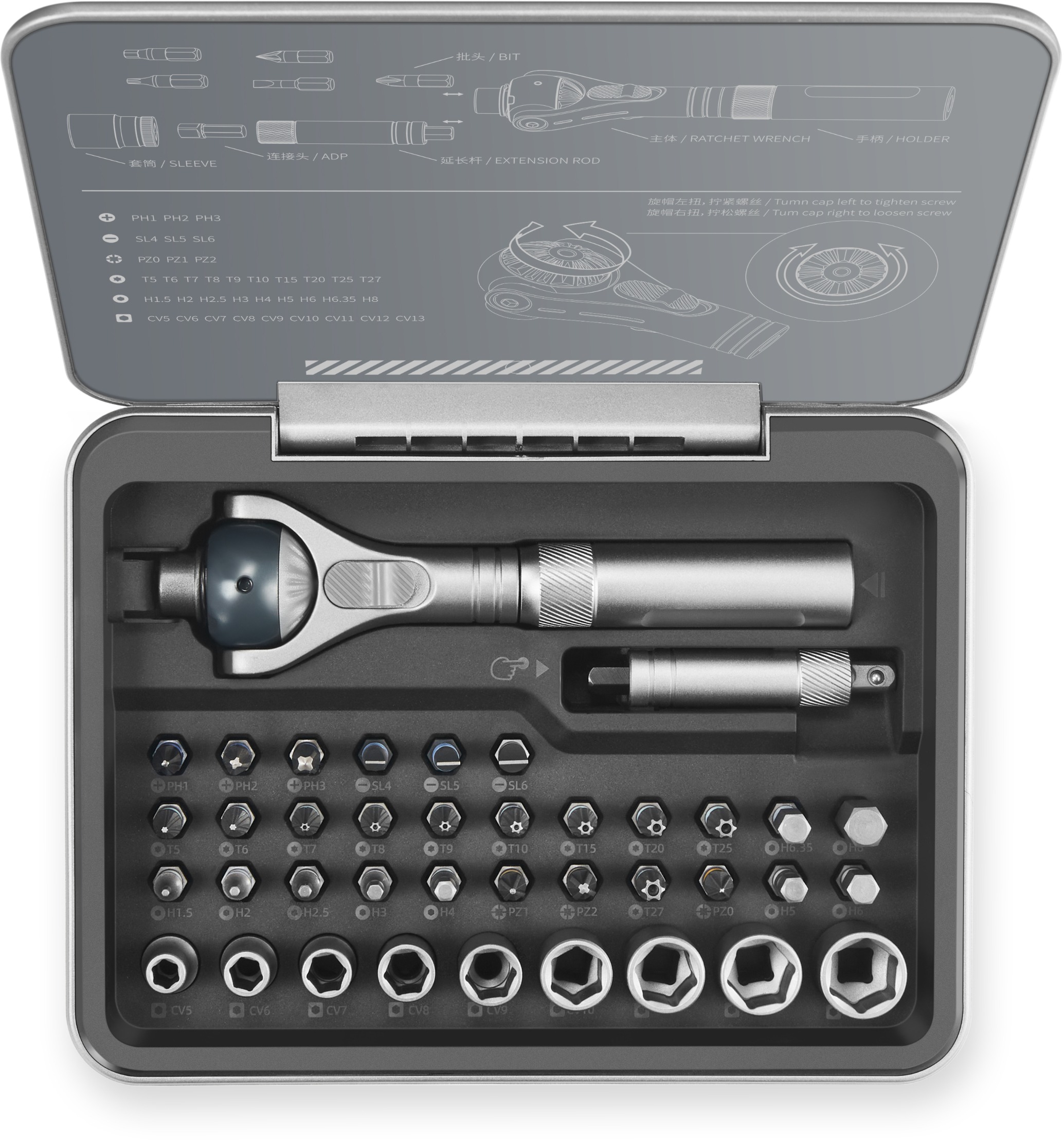 MOVA Račňový skrutkovač s otočnou hlavicou 180°