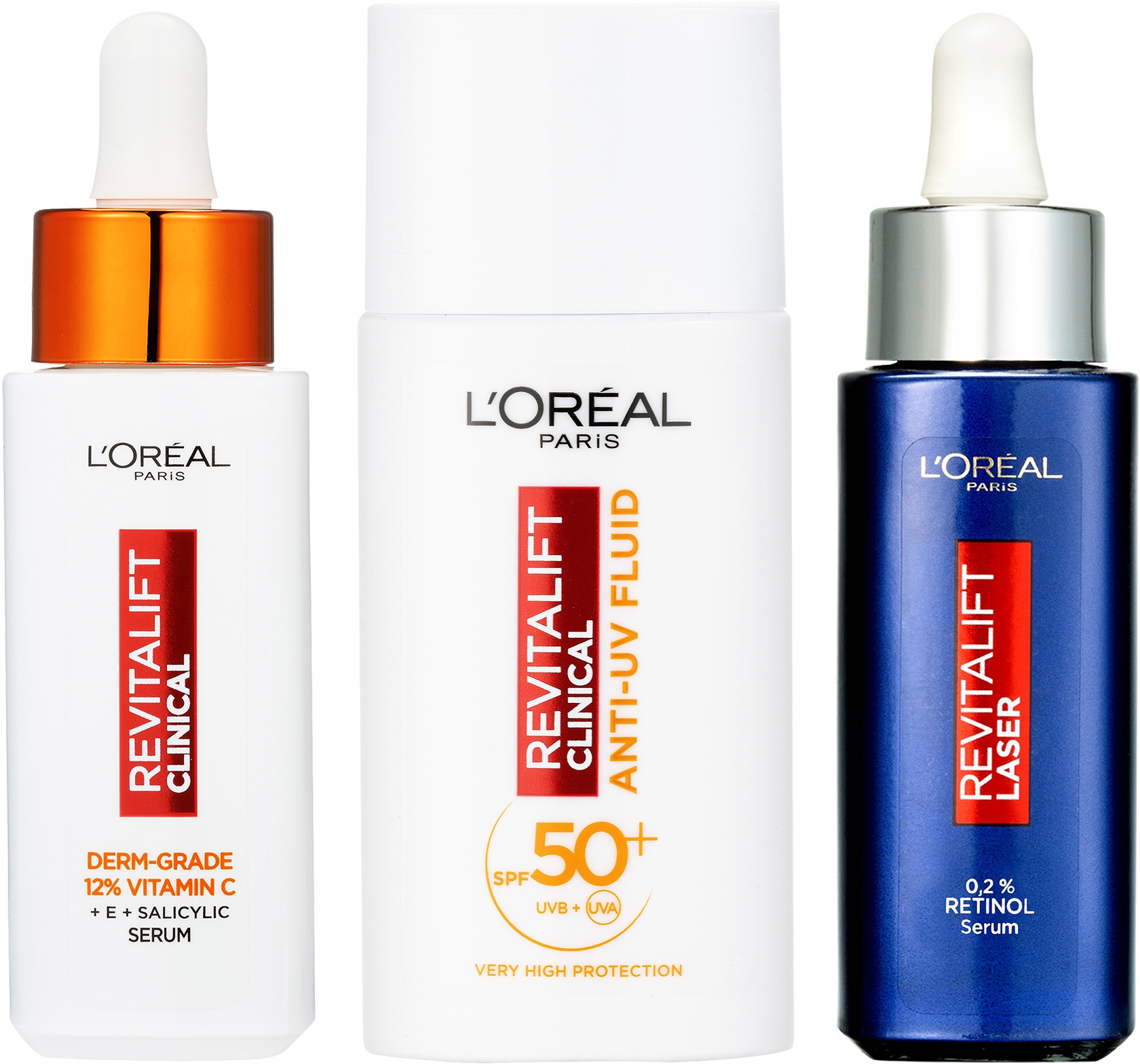 L'ORÉAL PARIS Revitalift Laser X3 Retinol Night 30 ml + Clinical sérum 30 ml + SPF50+ Fluid 50 ml
