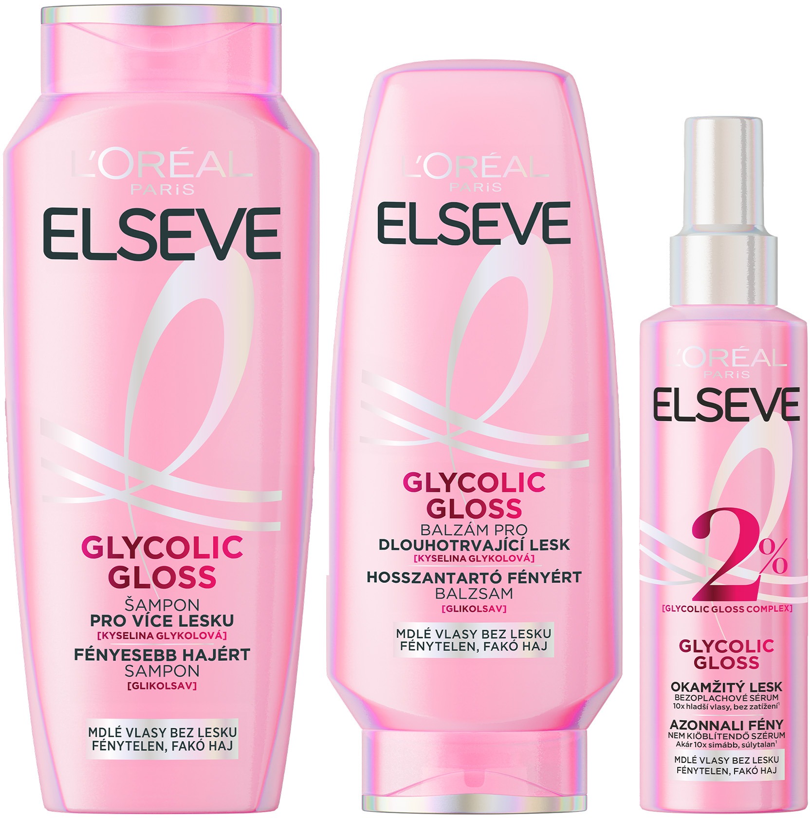 L'ORÉAL PARIS Elseve Glycolic Gloss Šampón 250 ml + Balzam na vlasy 200 ml + Sérum 150 ml