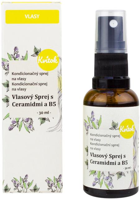 Kvitok Ošetrujúci sprej na vlasy s ceramidmi a B5, na rozčesanie, 30 ml