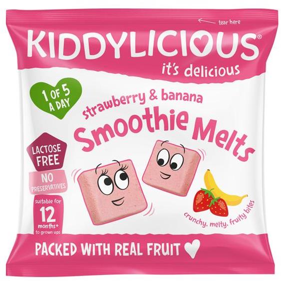 KIDDYLICIOUS Ovocné vankúšiky z jahôd a banánu 6 g