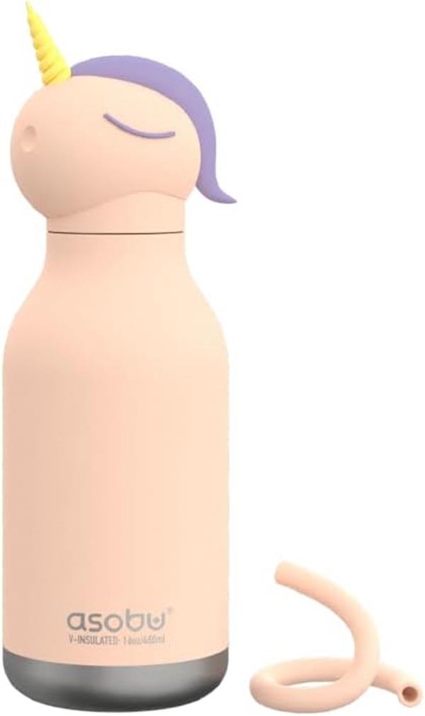 Asobu Bestie Bottles Fľaša na pitie so slamkou jednorožec