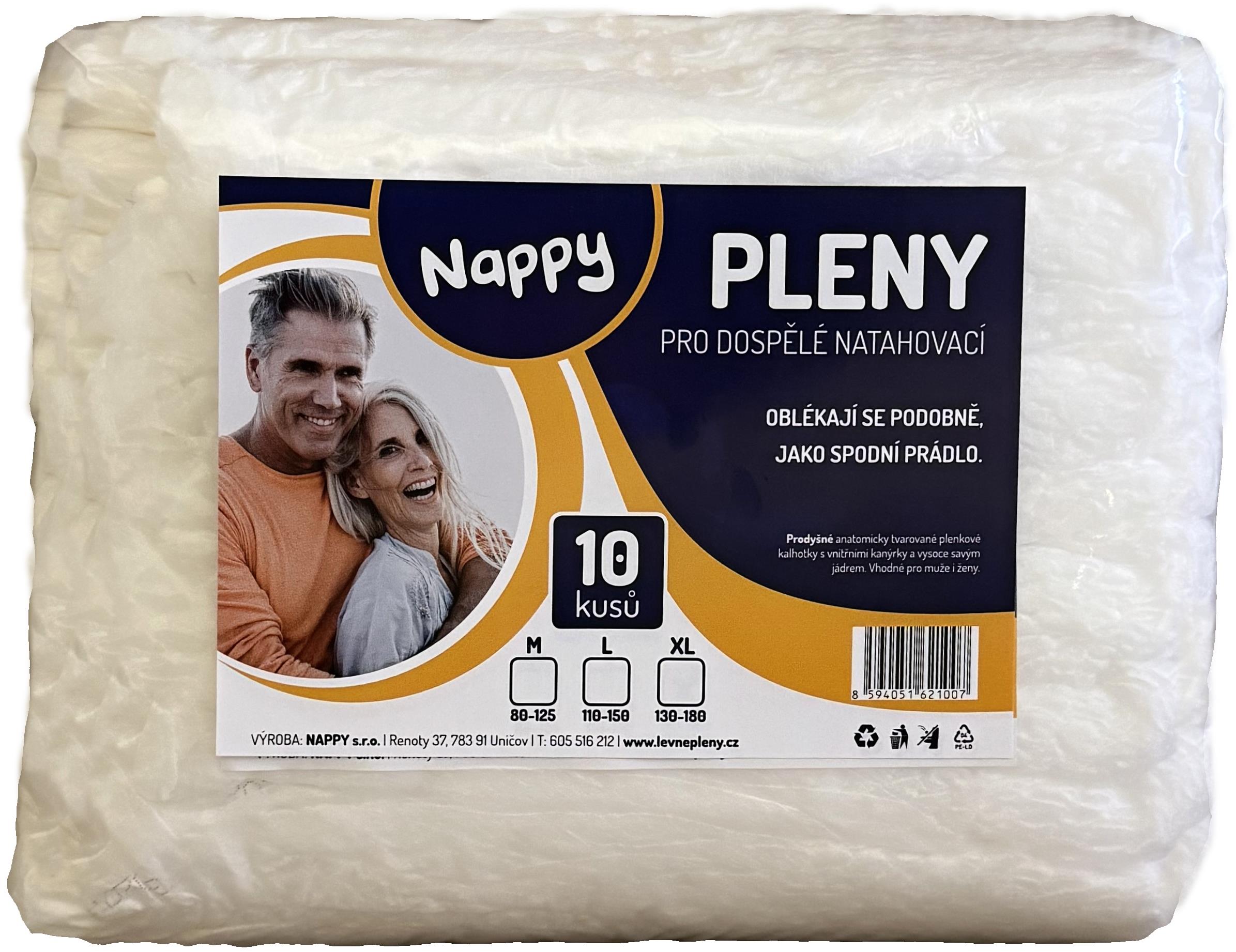 Nappy inkontinenčné nohavičky navliekacie M 10 ks, biele