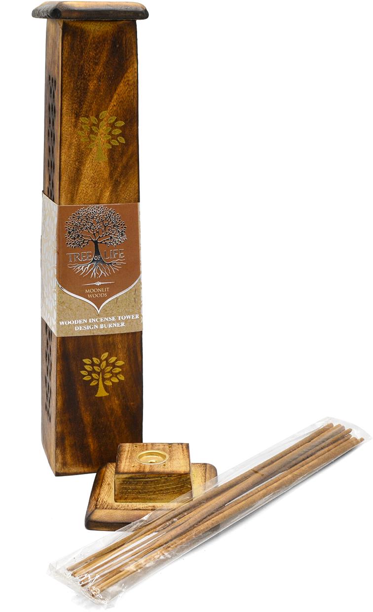 Empt Drevená veža na vonné tyčinky Mesačný les + 10 ks tyčiniek