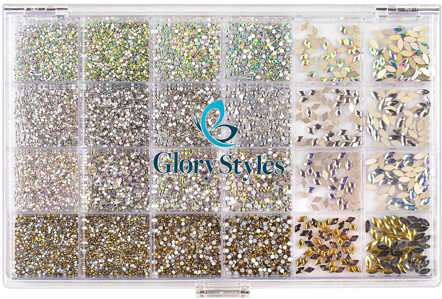 GloryStyles Box s krištáľovými kamienkami na nechty