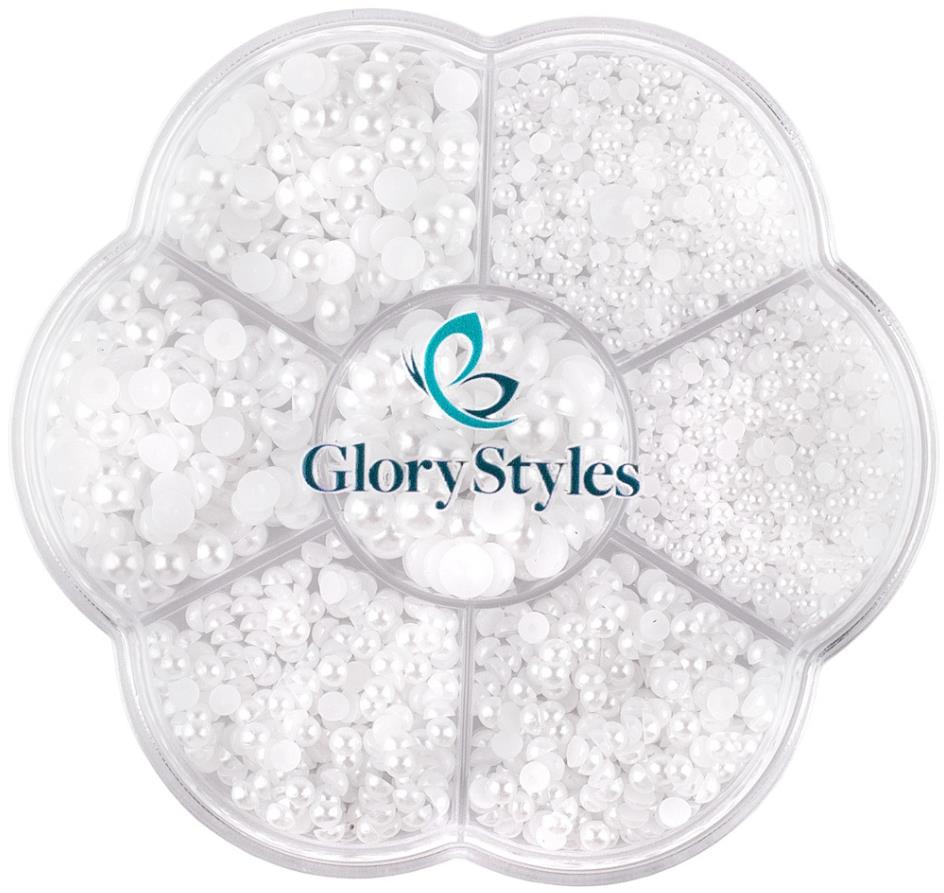 GloryStyles Dekoračné perly – biele