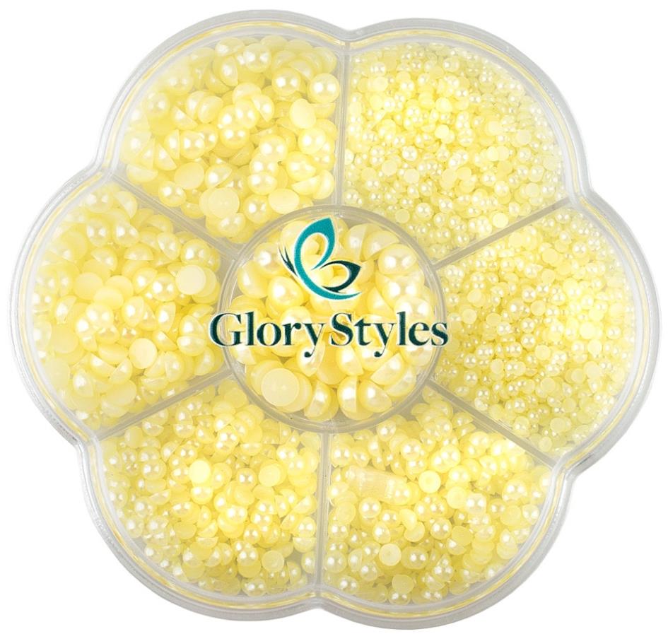 GloryStyles Dekoračné perly – žlté