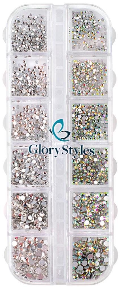 GloryStyles Sada kamienkov na nechty 03 – mix crystal/crystal AB