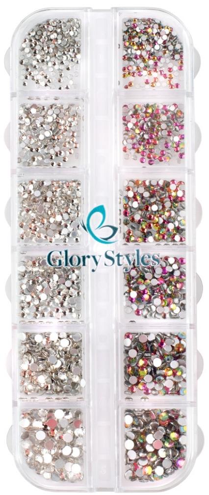 GloryStyles Sada kamienkov na nechty 02 – mix crystal/flame