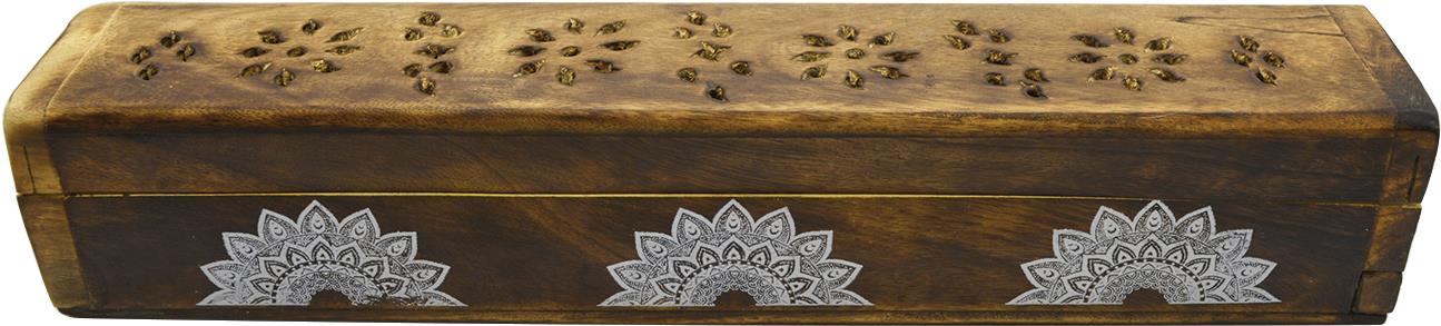 Empt Drevená krabička mandala na vonné tyčinky + 10 tyčiniek