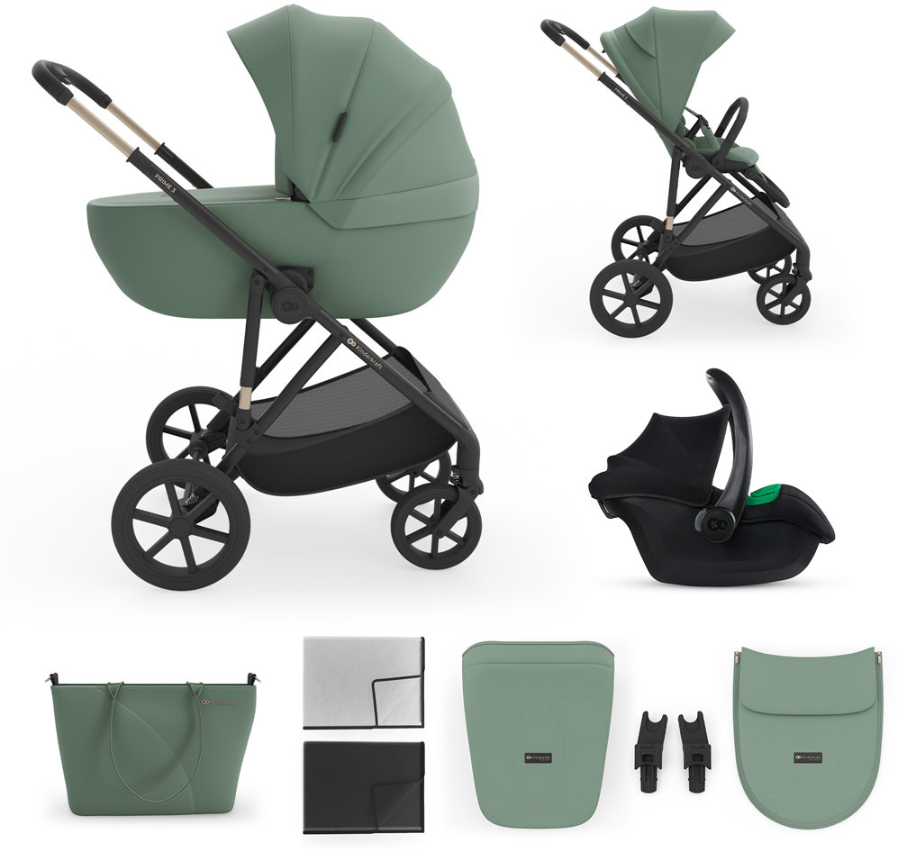 KINDERKRAFT Kočík kombinovaný 3 v 1 Prime 3 Dark Green
