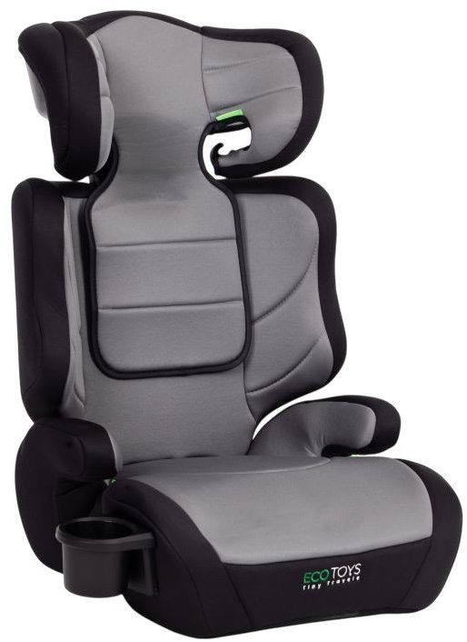 EcoToys Autosedačka s podsedákom 2 v 1, i-Size pre deti 100 – 150 cm, držiak na nápoje, čierno-sivá