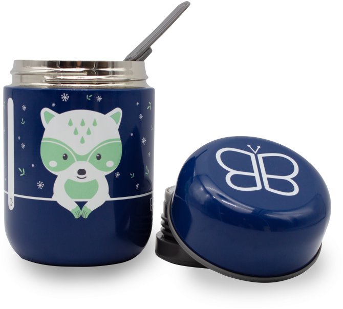 Bblüv Termobox s lyžičkou Foöd Blue Racoon