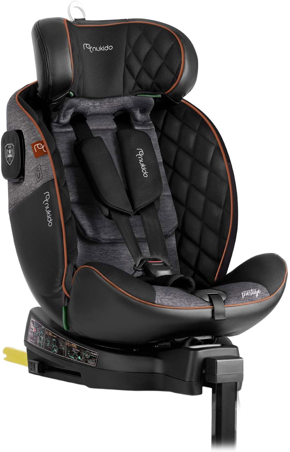 Nukido 710100 Autosedačka Prestige Line ISOFIX, i-Size 40-150 cm, 0-36 kg, černo-šedá