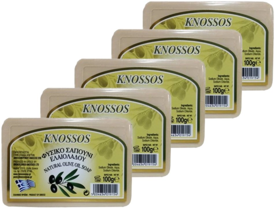 KNOSSOS Grécke olivové mydlo prírodné biele 100 g, 5 ks