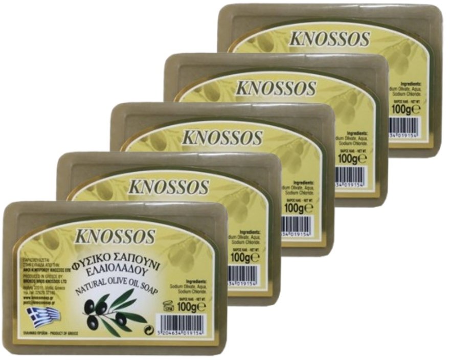 KNOSSOS Grécke olivové mydlo prírodné zelené 100 g, 5 ks