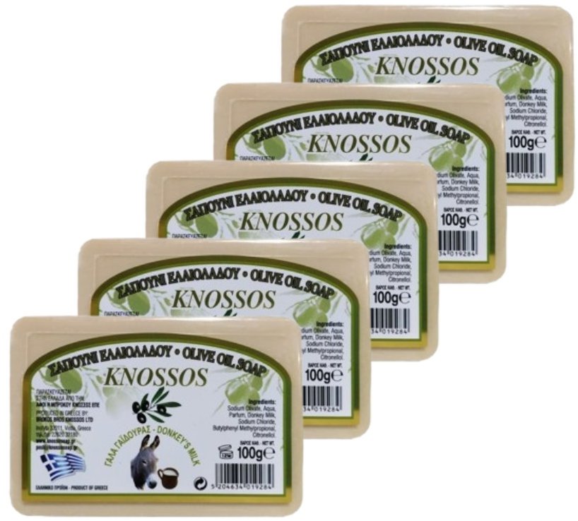 KNOSSOS Grécke olivové mydlo s oslím mliekom 100 g, 5 ks