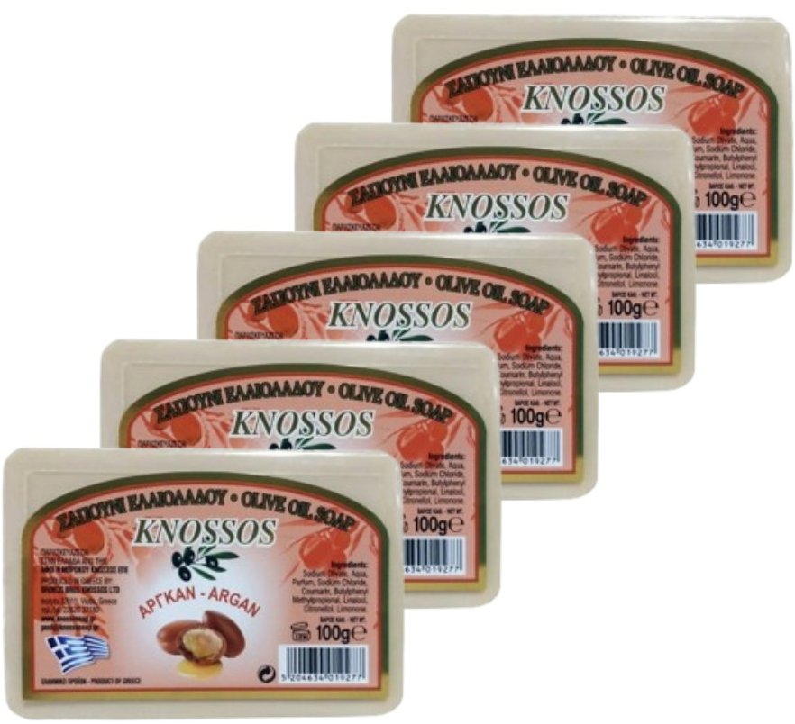 KNOSSOS Grécke olivové mydlo s vôňou arganu 100 g, 5 ks