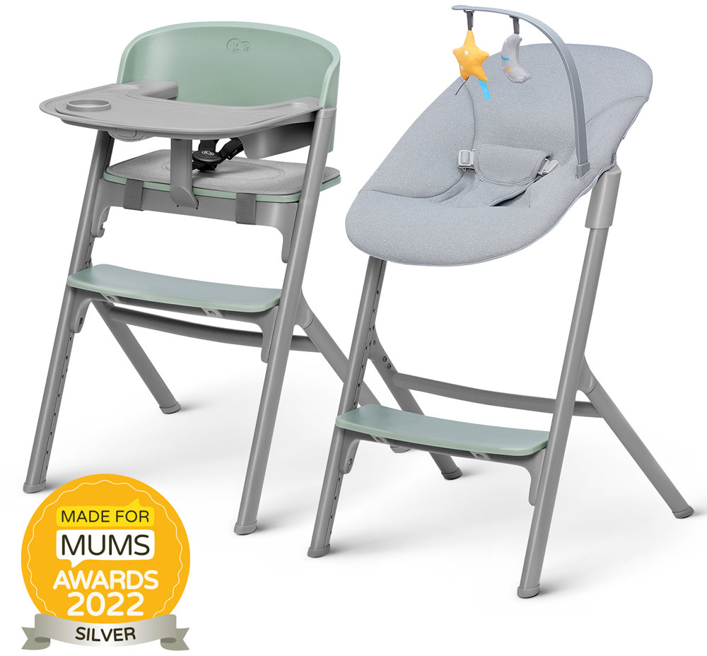 KINDERKRAFT SELECT Súprava jedálenská stolička Livy Olive Green + ležadlo Calmee, Premium