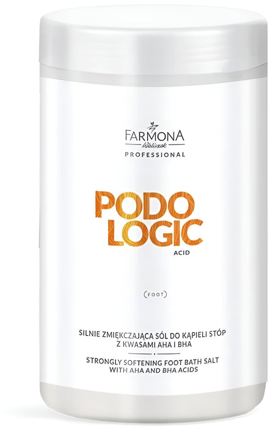 FARMONA Podo Logic – zmäkčujúca soľ na nohy s kyselinami AHA a BHA, 1500 g