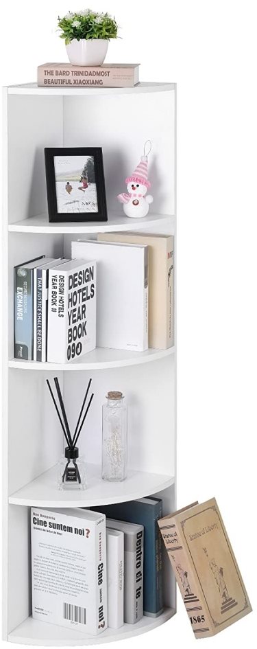 Rohový regál Renty, 130 cm, biely