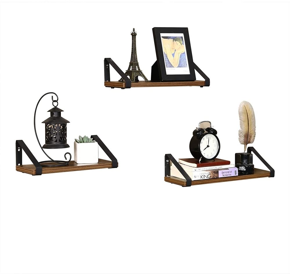 Závesná polica Leila (SET 3 ks), šírka 40/35/30 cm, hnedá