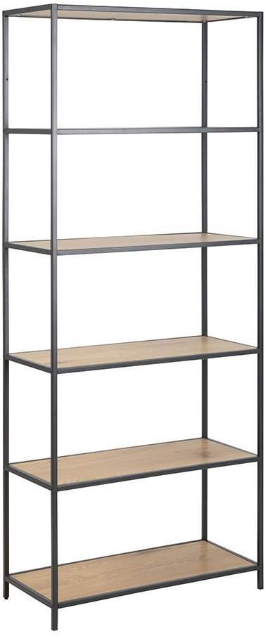 Regál/knižnica s 6 policami Seaford, 185 cm, dekor dub