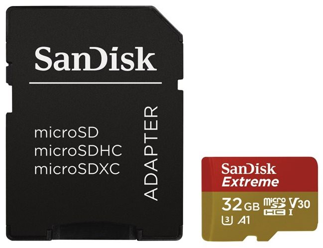 SANDISK MicroSDHC 32 GB Extreme A1 Class 10 UHS-I (V30) + SD adaptér