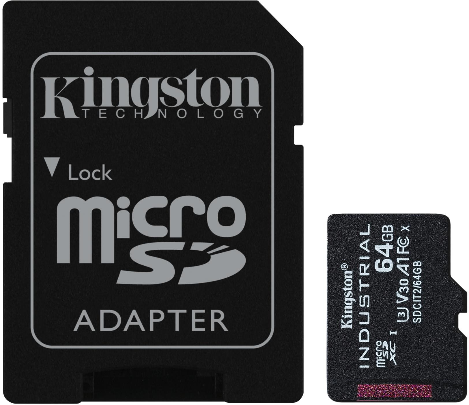 Kingston MicroSDXC 64 GB Industrial + SD adaptér