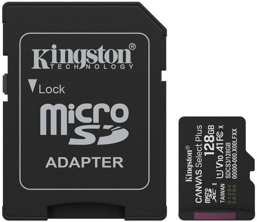 Kingston MicroSDXC 128 GB Canvas Select Plus Gen 3 + SD adaptér