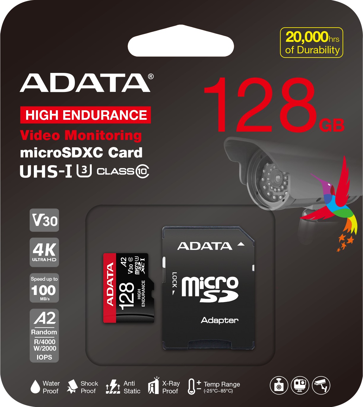 ADATA MicroSDXC 128 GB High Endurance + SD adaptér