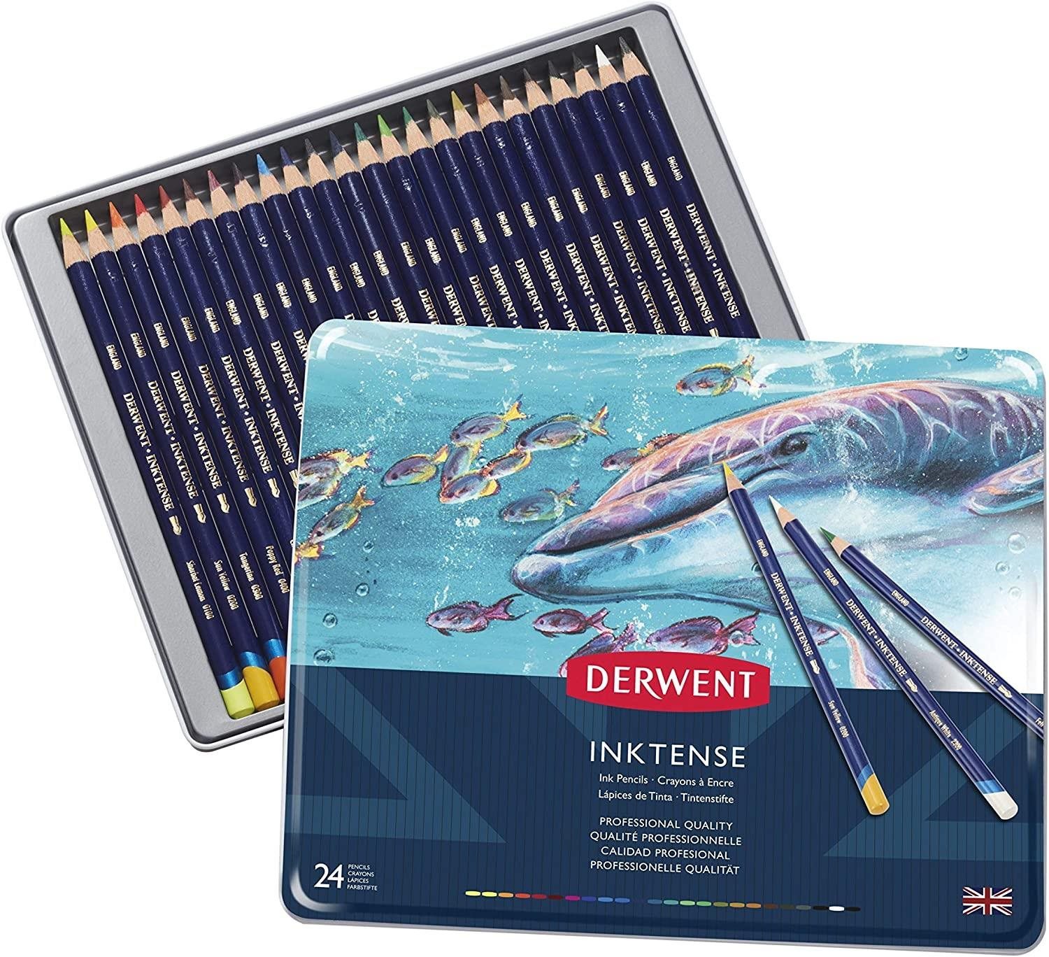 DERWENT Proffesional Inktense v plechovej krabičke, 24 farieb