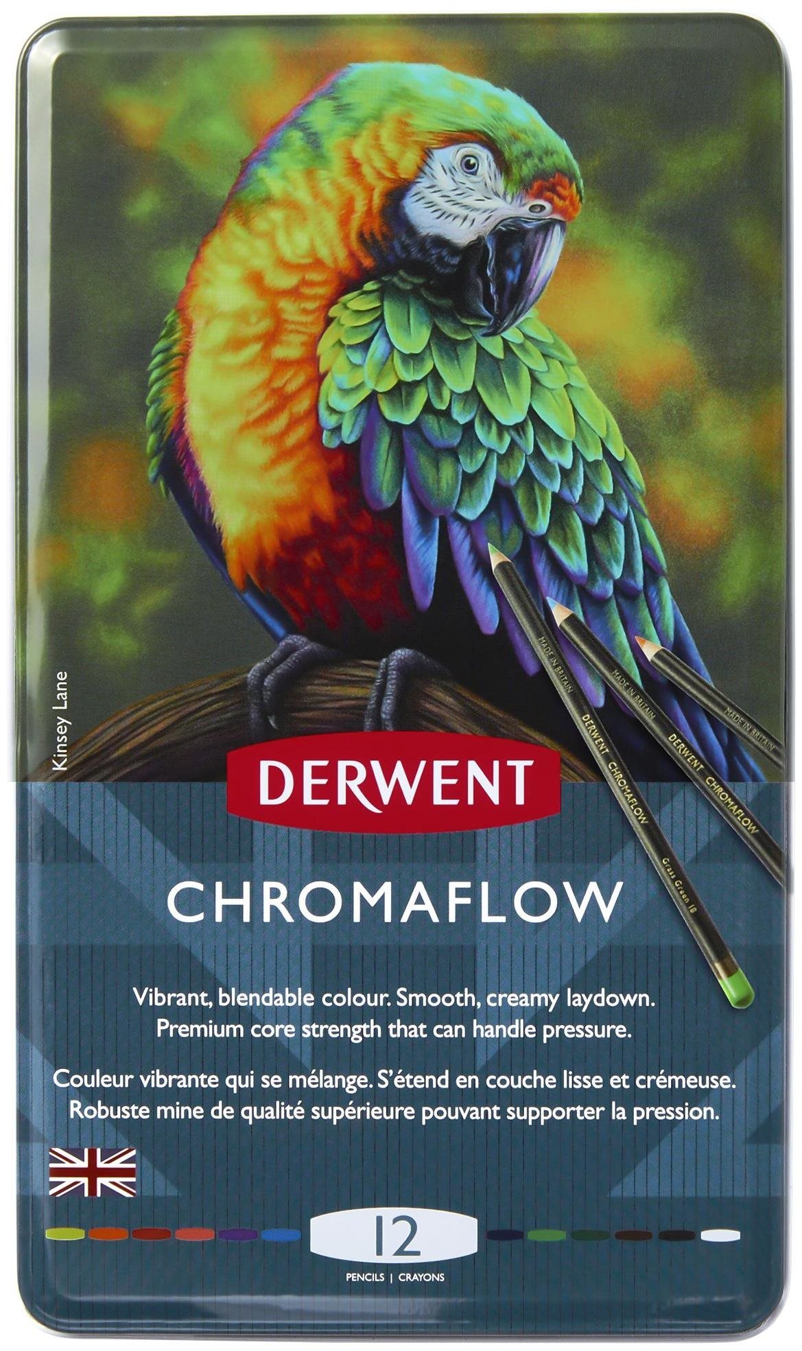 DERWENT Proffesional Chromaflow v plechovej krabičke, 12 farieb