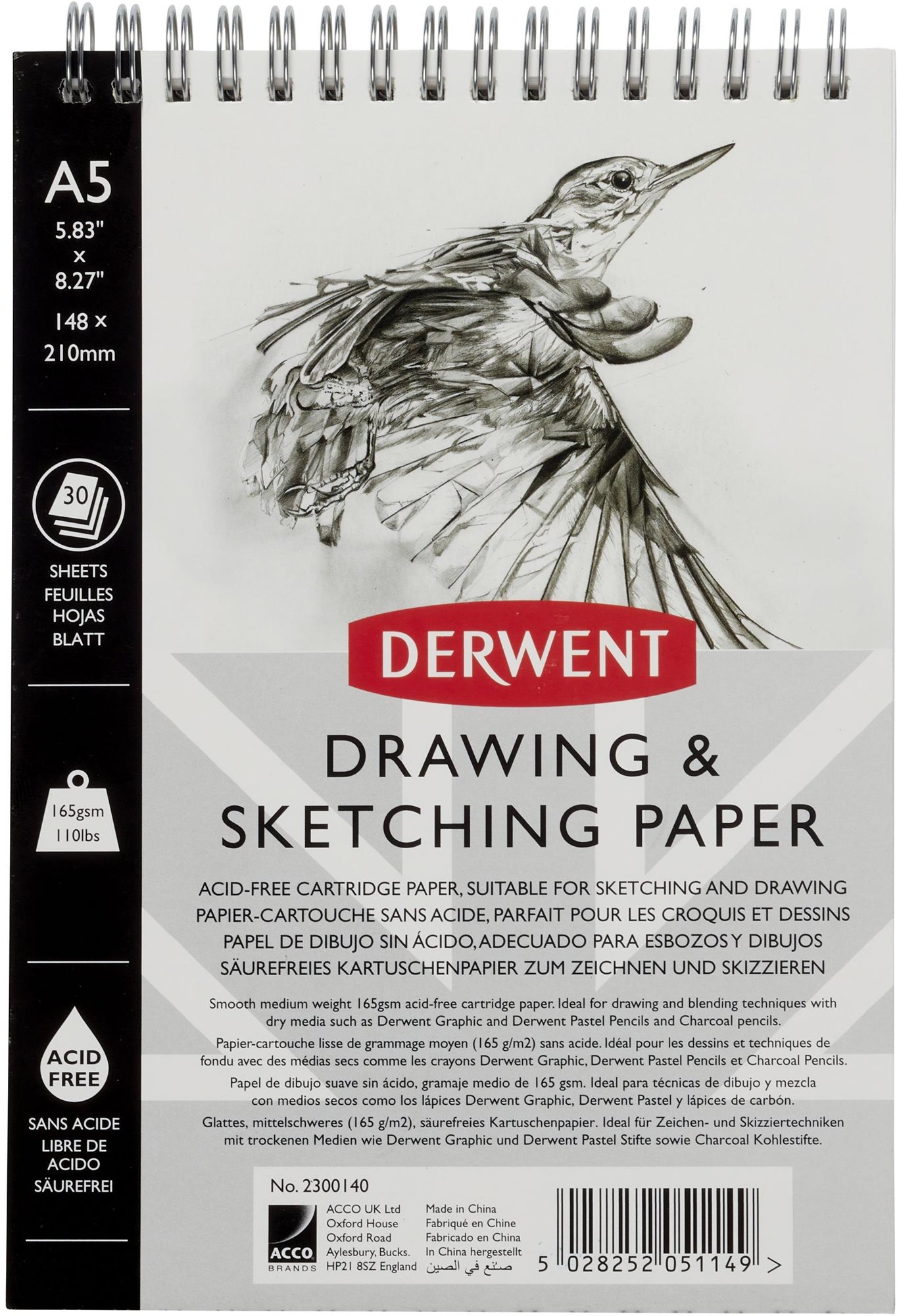 DERWENT Drawing & Sketching Paper A5/30 listov/165g/m2